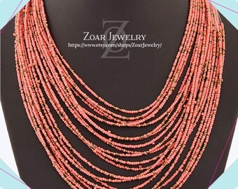 Bead work layered Statement Necklace, Beadwork Multistrand Necklace, Beadwork, Layered Statement Necklace,