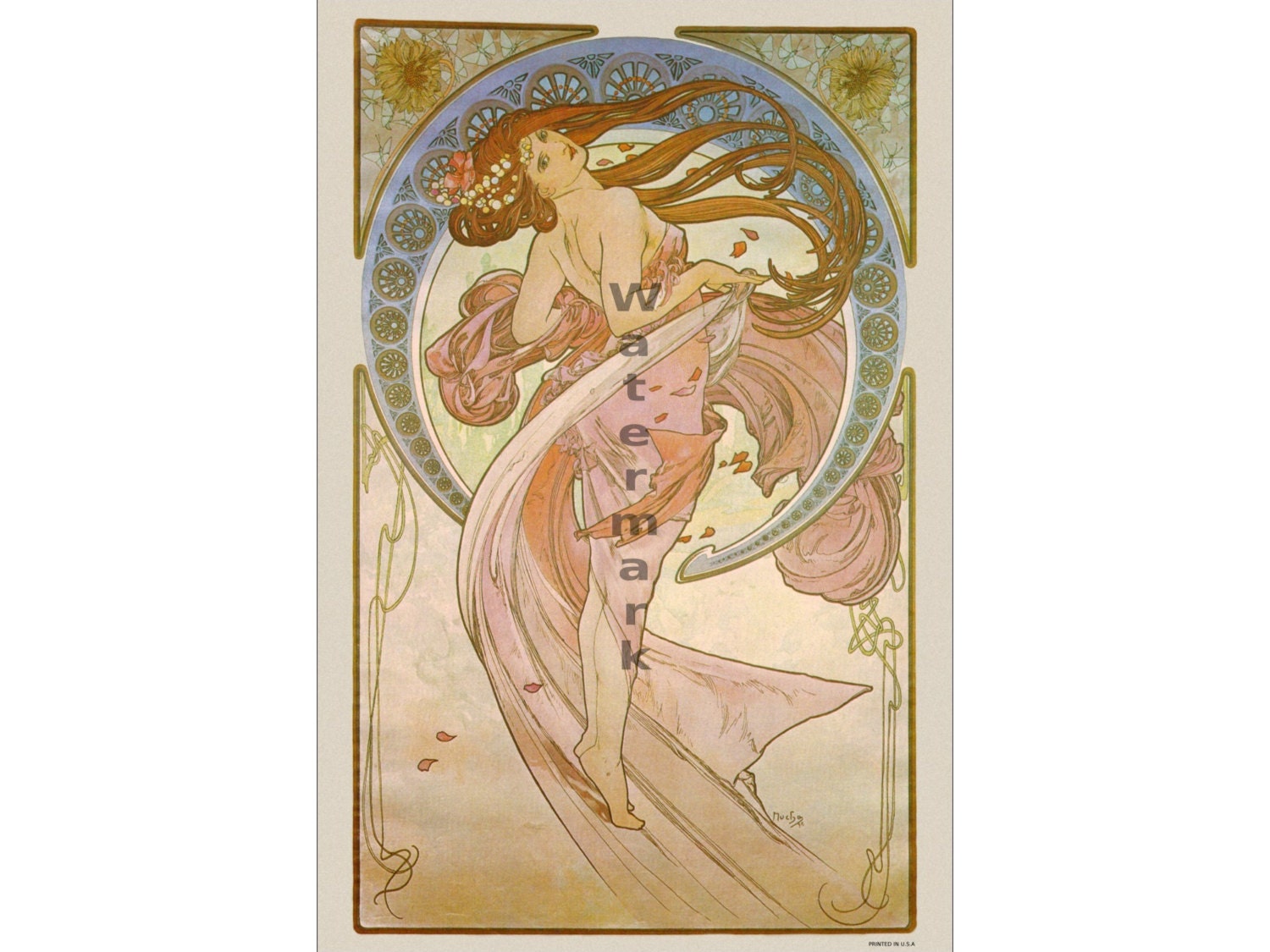 Alphonse Mucha The Arts: Dance La Danse Vintage 19th