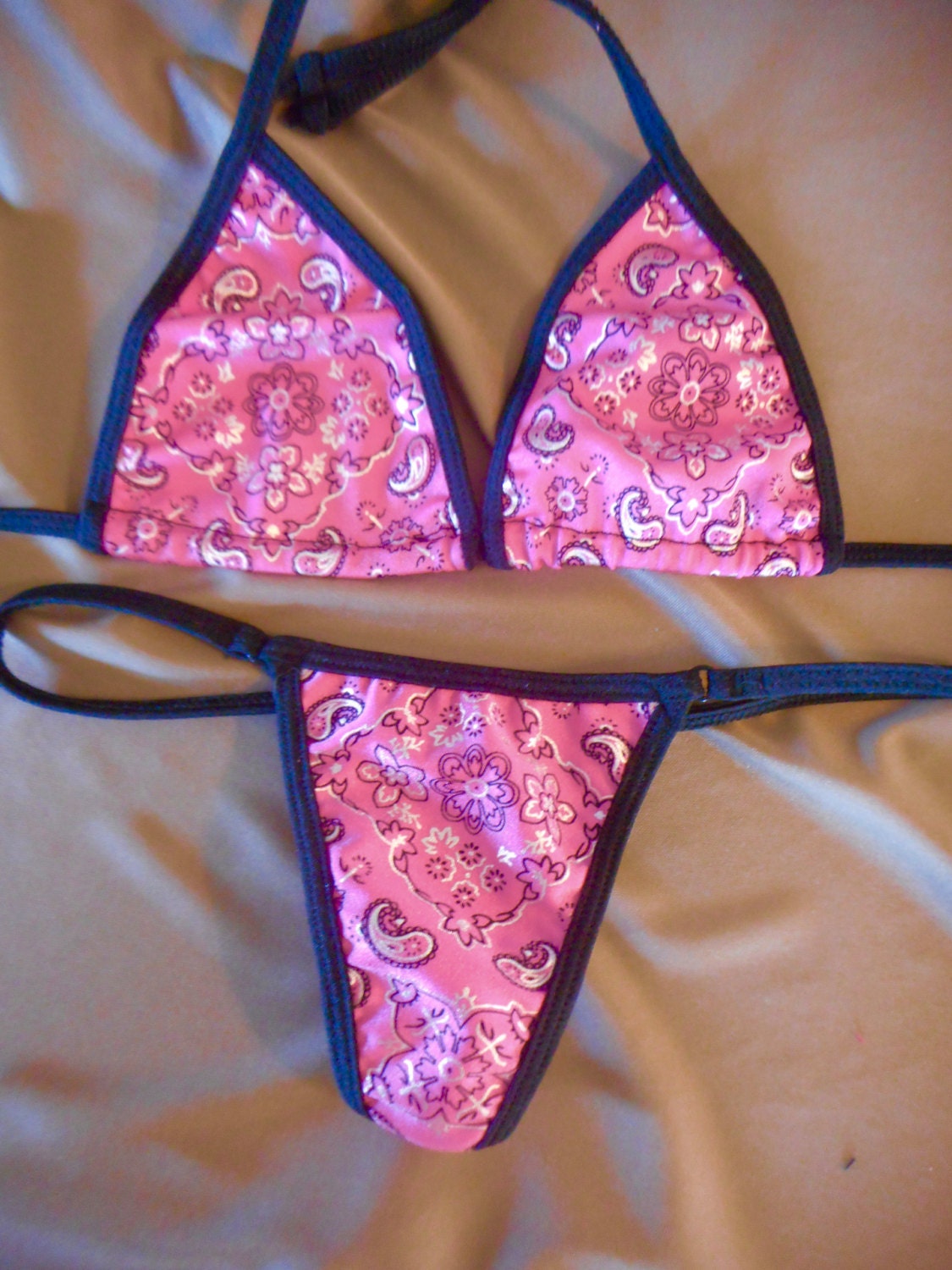 Pink Bandana Print Bikini G String Mice Bikini Country