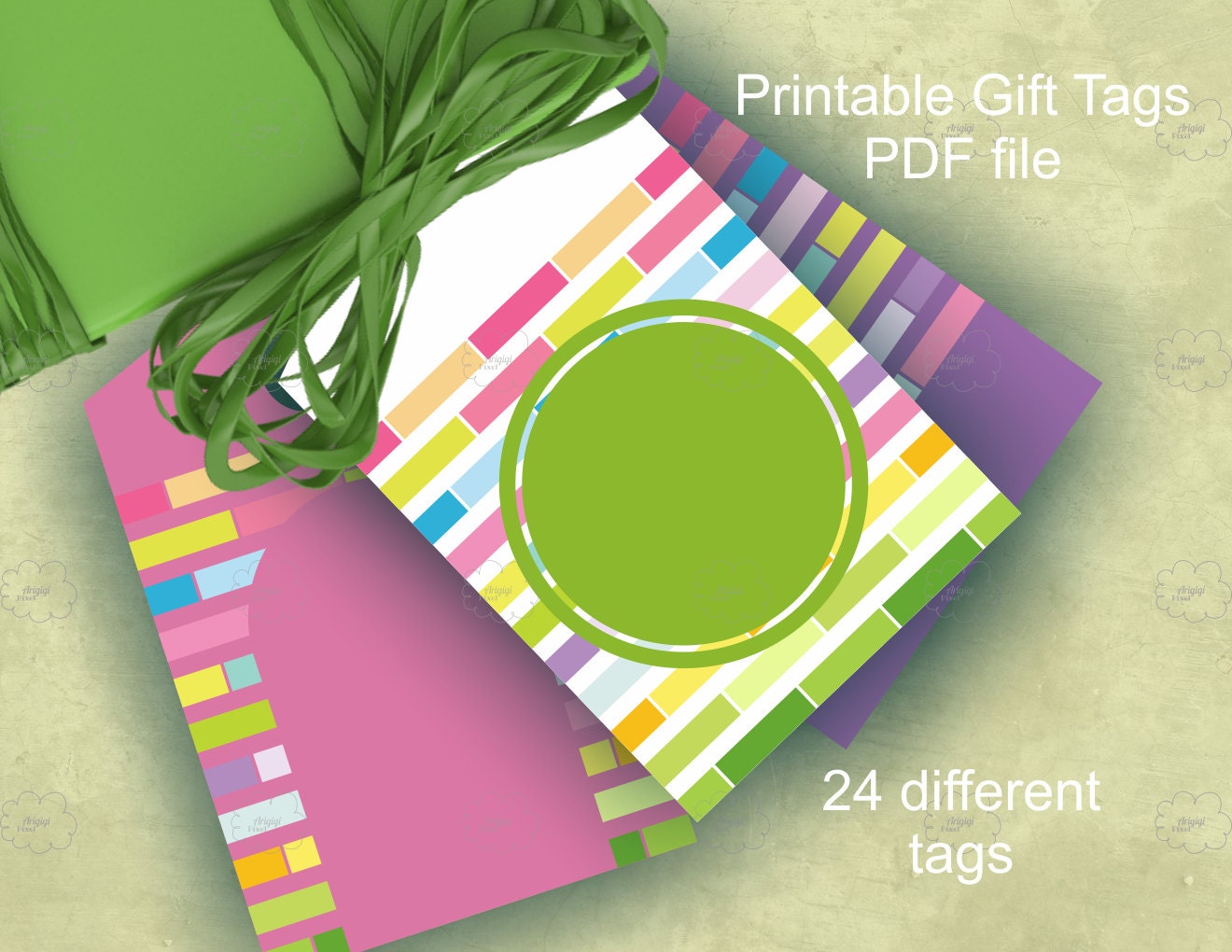 Colorful blank gift tags templates for spring gifts, crafts wrapping