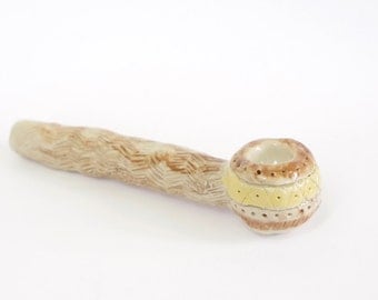 Yellow, Tan and Brown peace pipe on sale--Use Pipesale5off for 5 dollars off