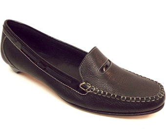 New Vintage Size 7 COLE HAAN Black Leather Penny Loafers Shoes