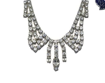 Dazzling Gale Creations Crystal Clear Rhinestone Necklace, 1950's Glamour