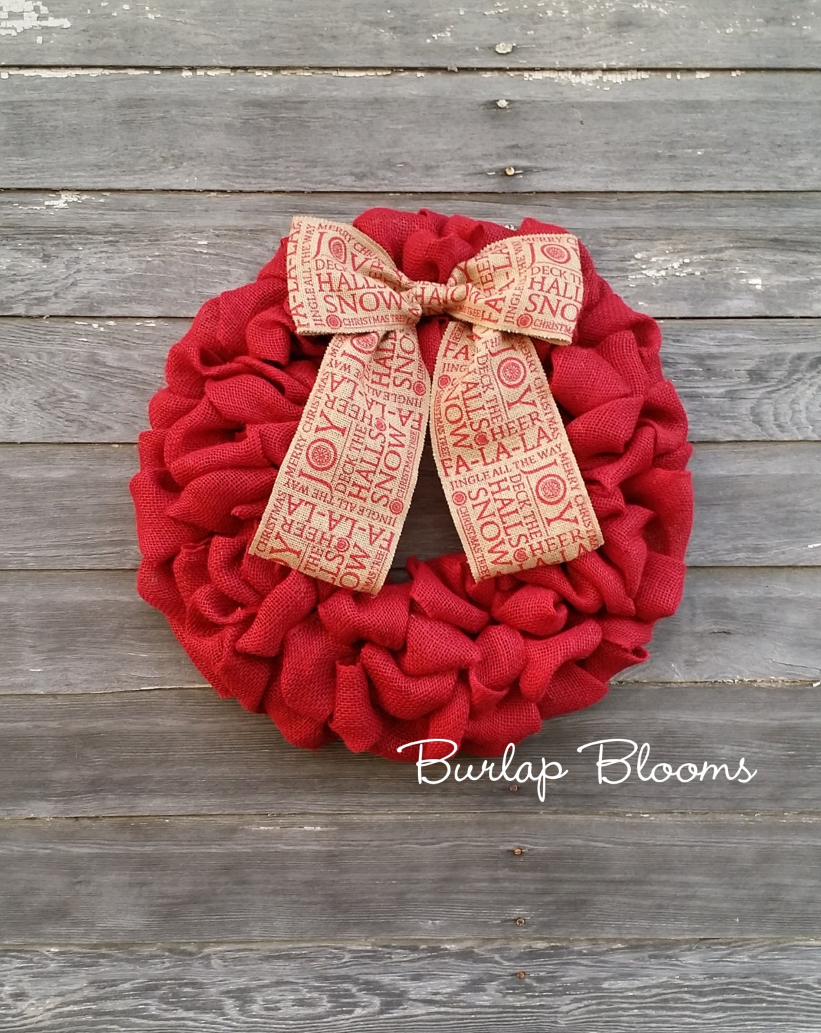 Red Burlap Christmas Wreath Front Door Wreath Wreaths