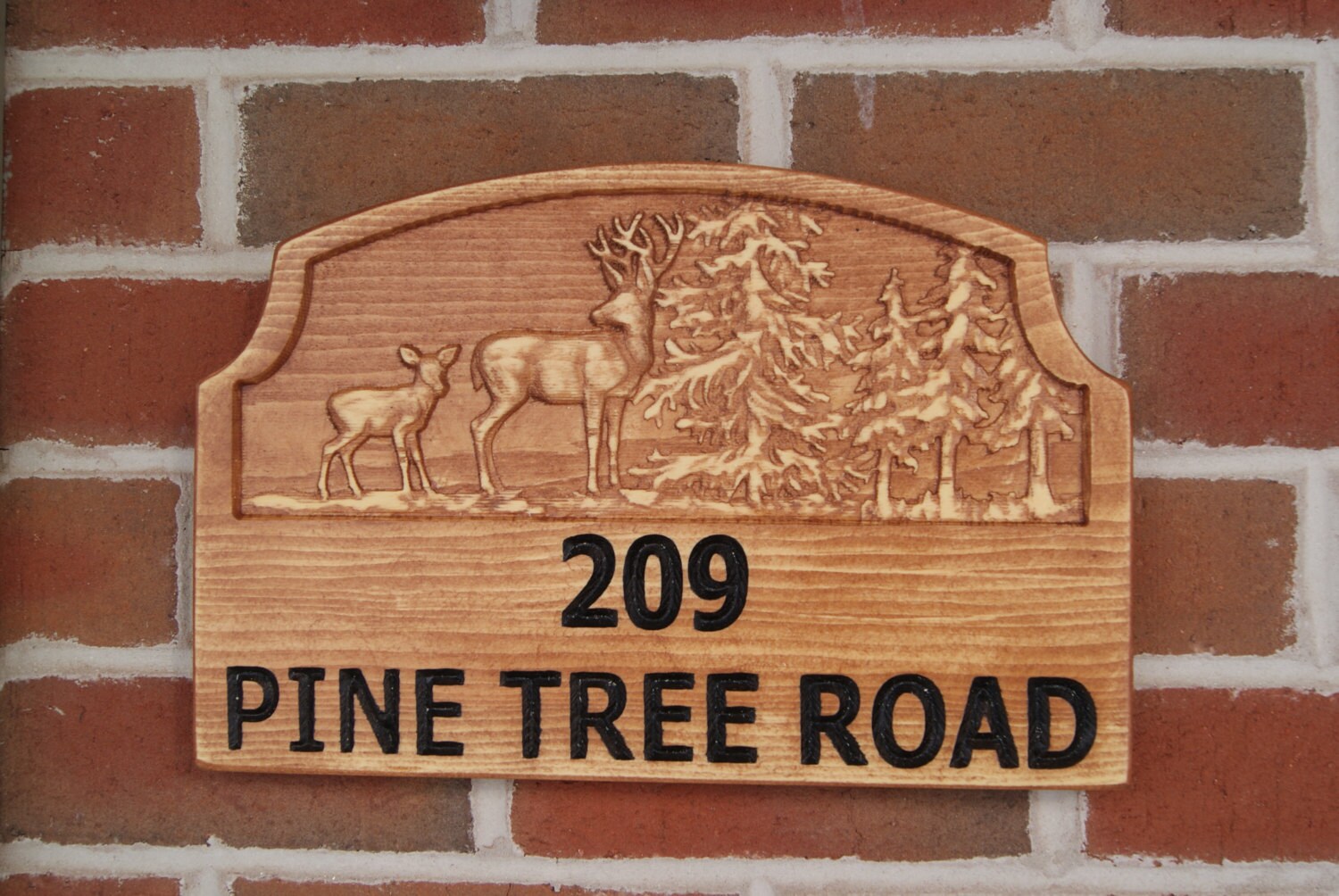 Raised Image Address Sign Personalized Carved House Number