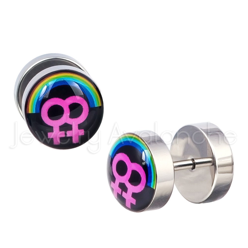 Body Jewelry 00G Fake Plugs Double Female Sign Screwon