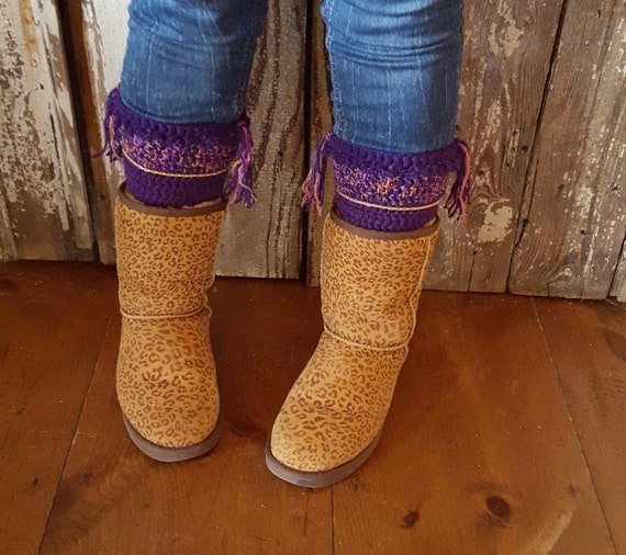 Items similar to Hand Crocheted Boho Fringed Boot Cuffs Boot Toppers