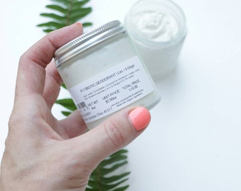 LIME & GINGER | Organic | Deodorant Cream | Probiotic | Natural Deodorant | Odor Protection
