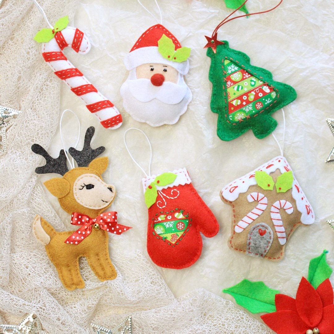 felt christmas ornaments pack of 6 by miracleinspiration felt christmas ornaments pack of 6 by miracleinspiration