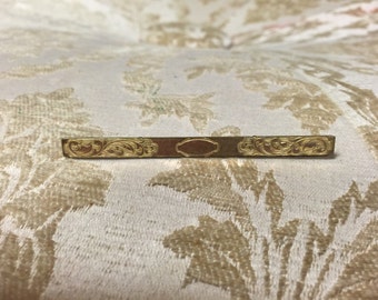 Edwardian Etched Gold Bar pin/ 1910 broach