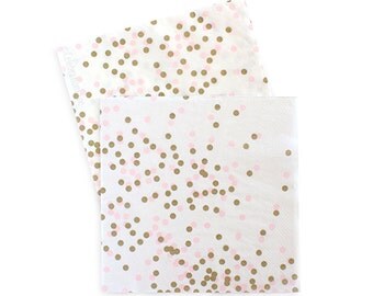 Pink and Gold Confetti Party Napkins (Set of 20)