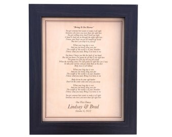 Song lyrics plaque, song lyric art, leather anniversary gift, wedding song lyrics art, wedding anniversary, gift for him, first dance lyrics