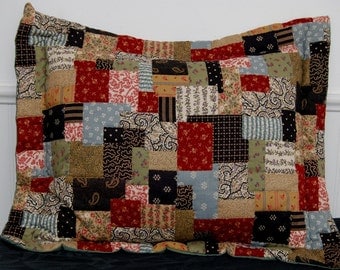 Patchwork Pillow Quilted by Hand