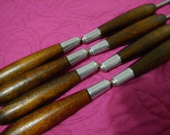Mid Century Modern Teak Wood Handle Fondue Forks set of 8