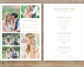 Wedding Photography Price List template - wedding sell sheet - pricing template for photographers