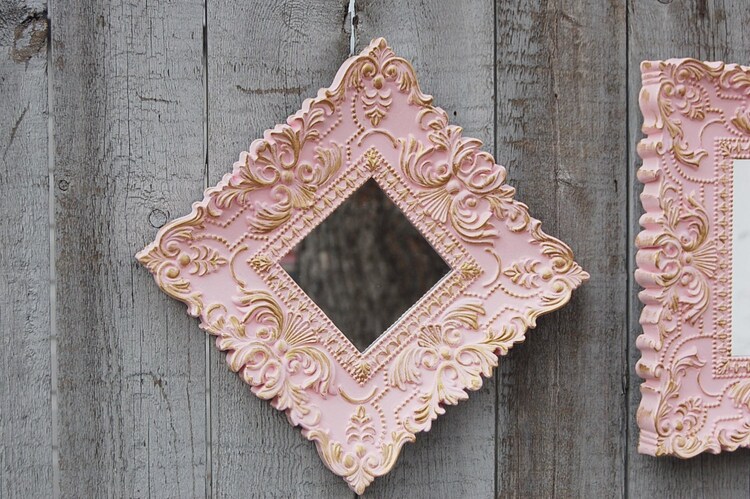 Shabby Chic Mirrors Set Wall Mirror Pink By TheVintageArtistry