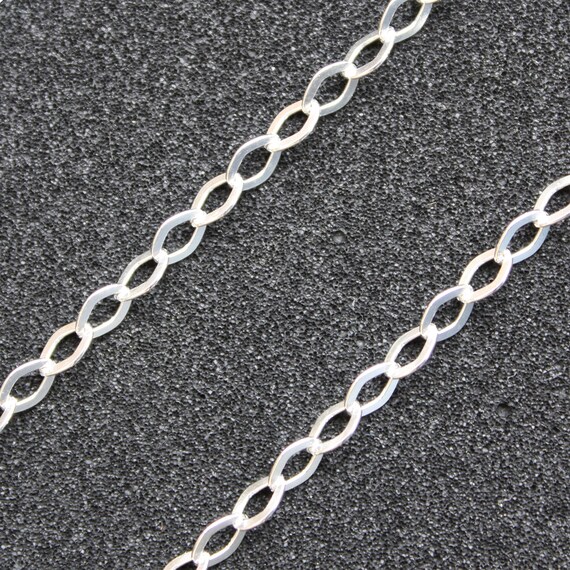 Sterling Silver Flat Trace Chain 16 inch. 18 inch italian