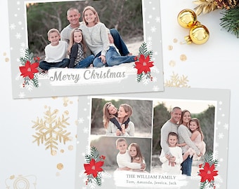 Holiday Christmas Card Template for Photographers - 5x7 Photo Card 037 - C316, INSTANT DOWNLOAD