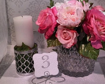 20 infinity Bow table number holders, Black, Gold or Silver table wedding number stands, wedding table number holders