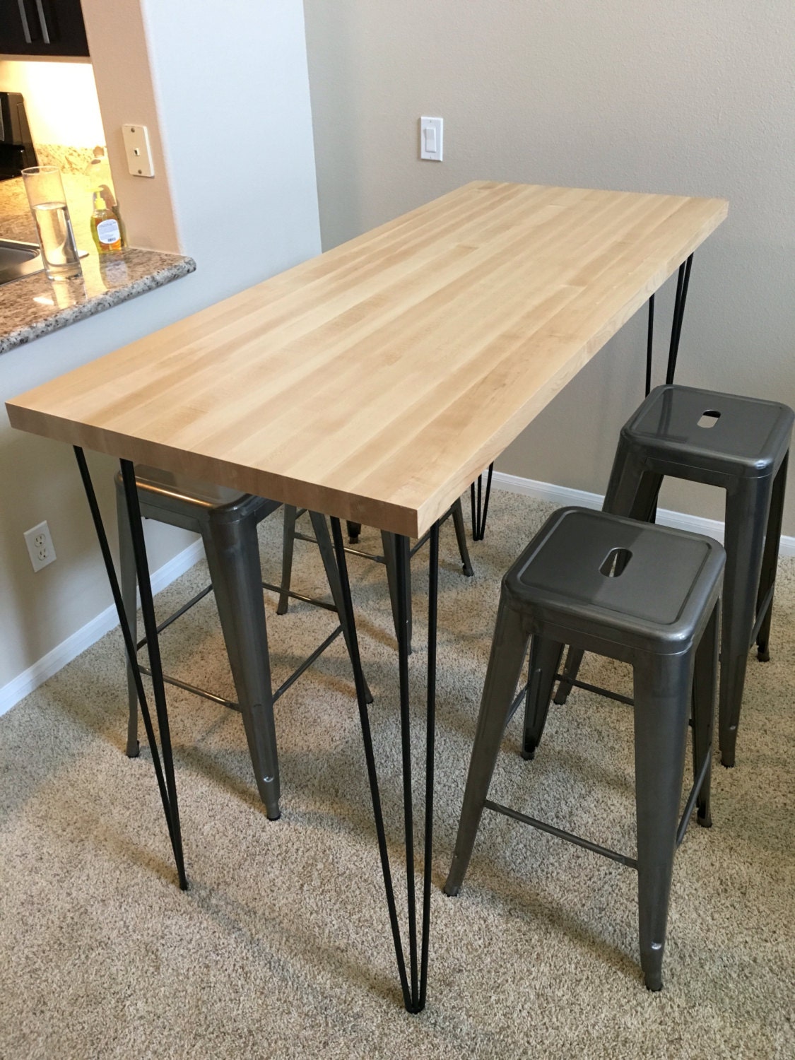 Steel Hairpin Table Legs 41 Inch 3Rod Bar / Pub Height