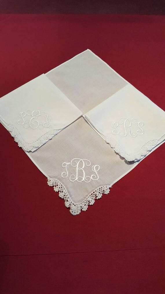 Monogrammed Handkerchief Custom Embroidered Monogram