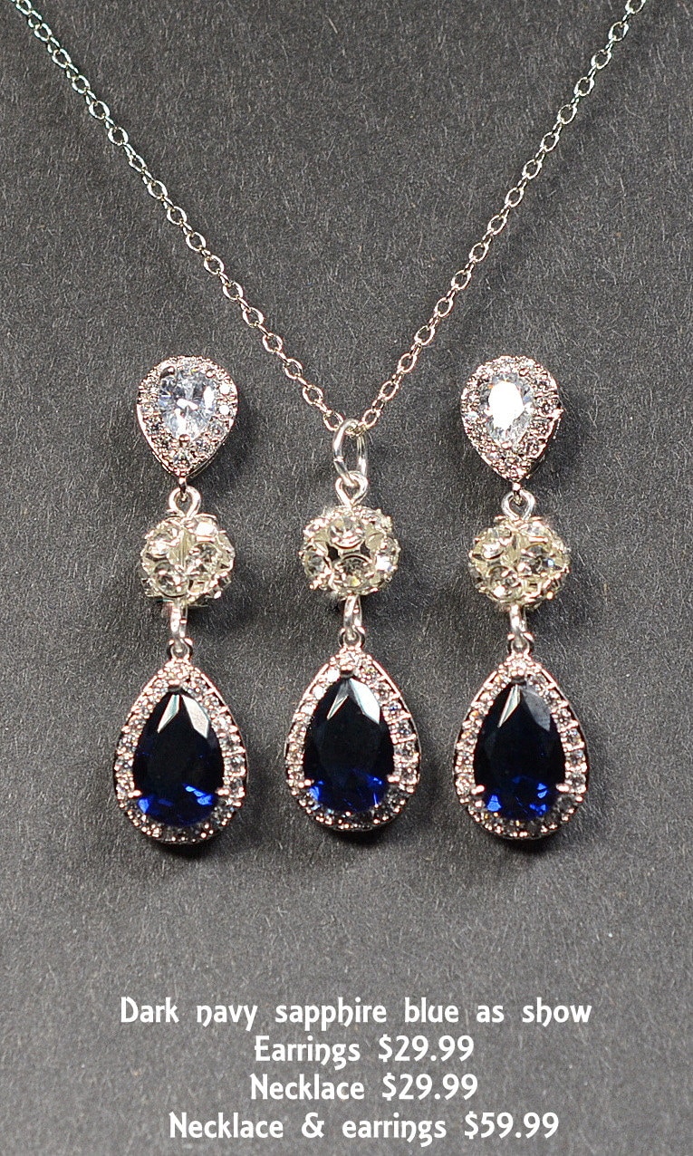 Navy bluesapphire blue Wedding Jewelry Bridesmaid Gift