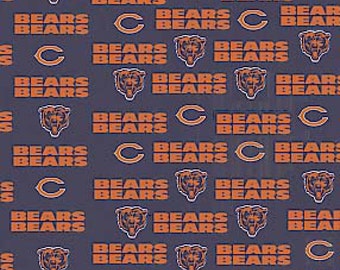 Chicago Bears fabric NFL National Football League navy orange bear heads C logo 100% Cotton Sewing Quilting 1 yard