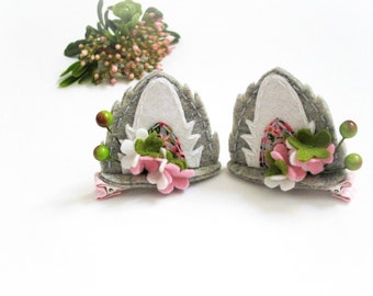 Set of 2 - Wolf ears hairclips, fox ears, pretend play, dress ups, 100% wool felt, Australia, Perth