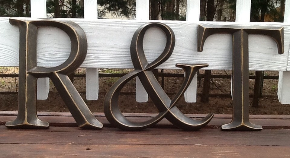 Oil Rubbed Bronze Large Initials and Ampersand Wall Letters