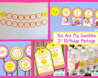 You Are My Sunshine Birthday Party Package DOWNLOAD / Sunshine Birthday Party Package / First Birthday - File to PRINT DIY