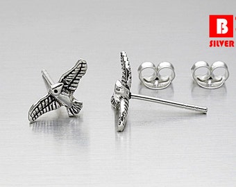 925 Sterling Silver Oxidized Earrings, Bird Earrings, Animal earrings, Stud Earrings (Code : K12E)
