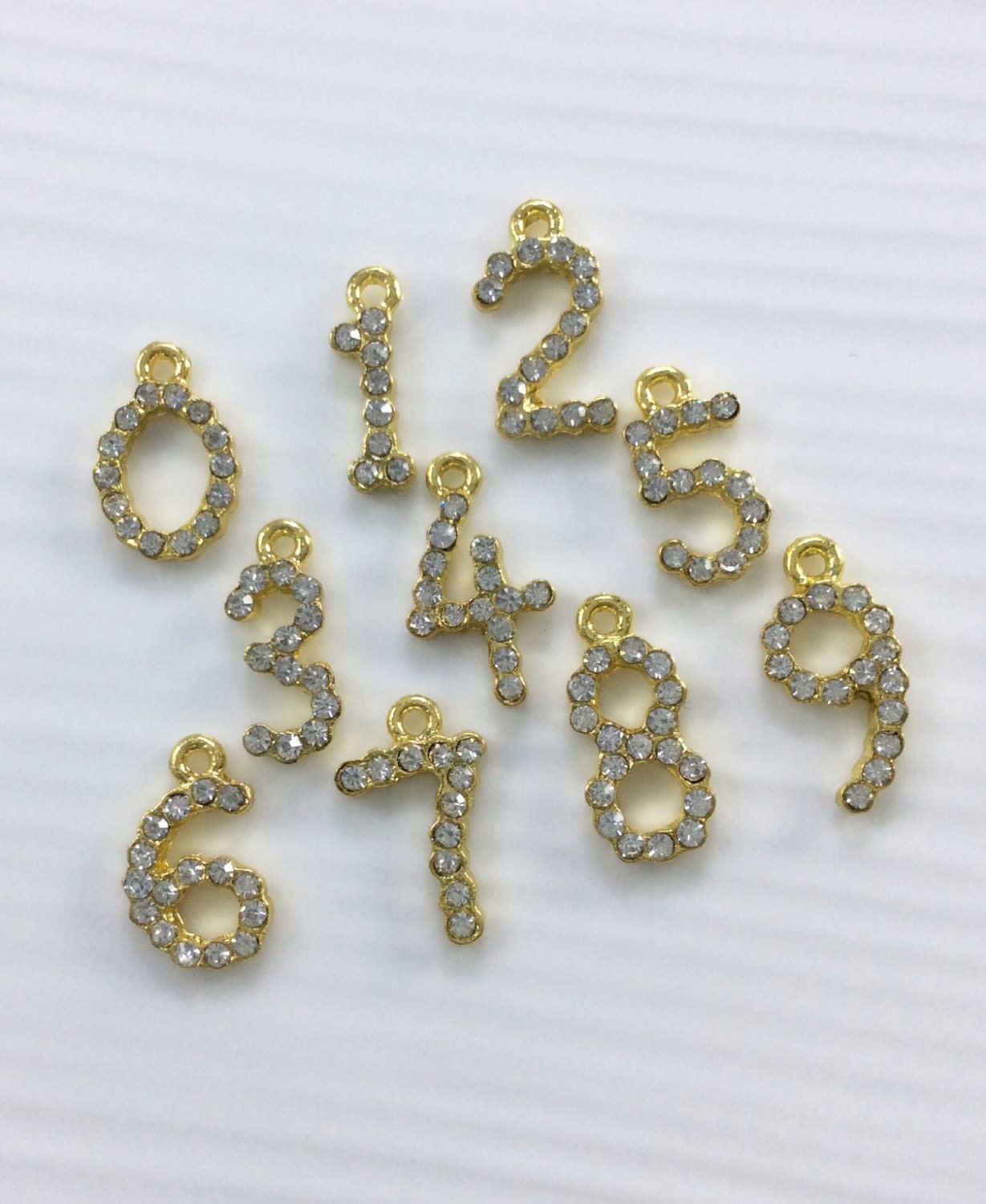 10 pcs Wholesale Gold plated Number Charms Number Jewelry for