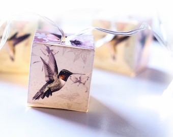 Hummingbirds on beautiful patterns night lights LED lit lanterns fairy lights for bedroom or nursery