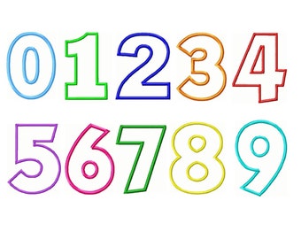 Block Number Applique 0-9 Birthday Embroidery Design Set -INSTANT DOWNLOAD-