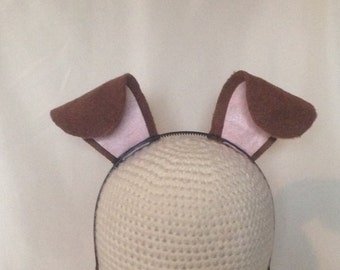 1 Puppy Dog Ears stand up birthday party favors headband hat filter Halloween costume invitation decor Snapchat snap chat Brown and pink