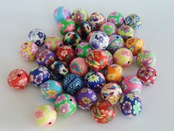 40 pce Handmade Polymer Clay Round Beads about 12mm Jewellery Making ...