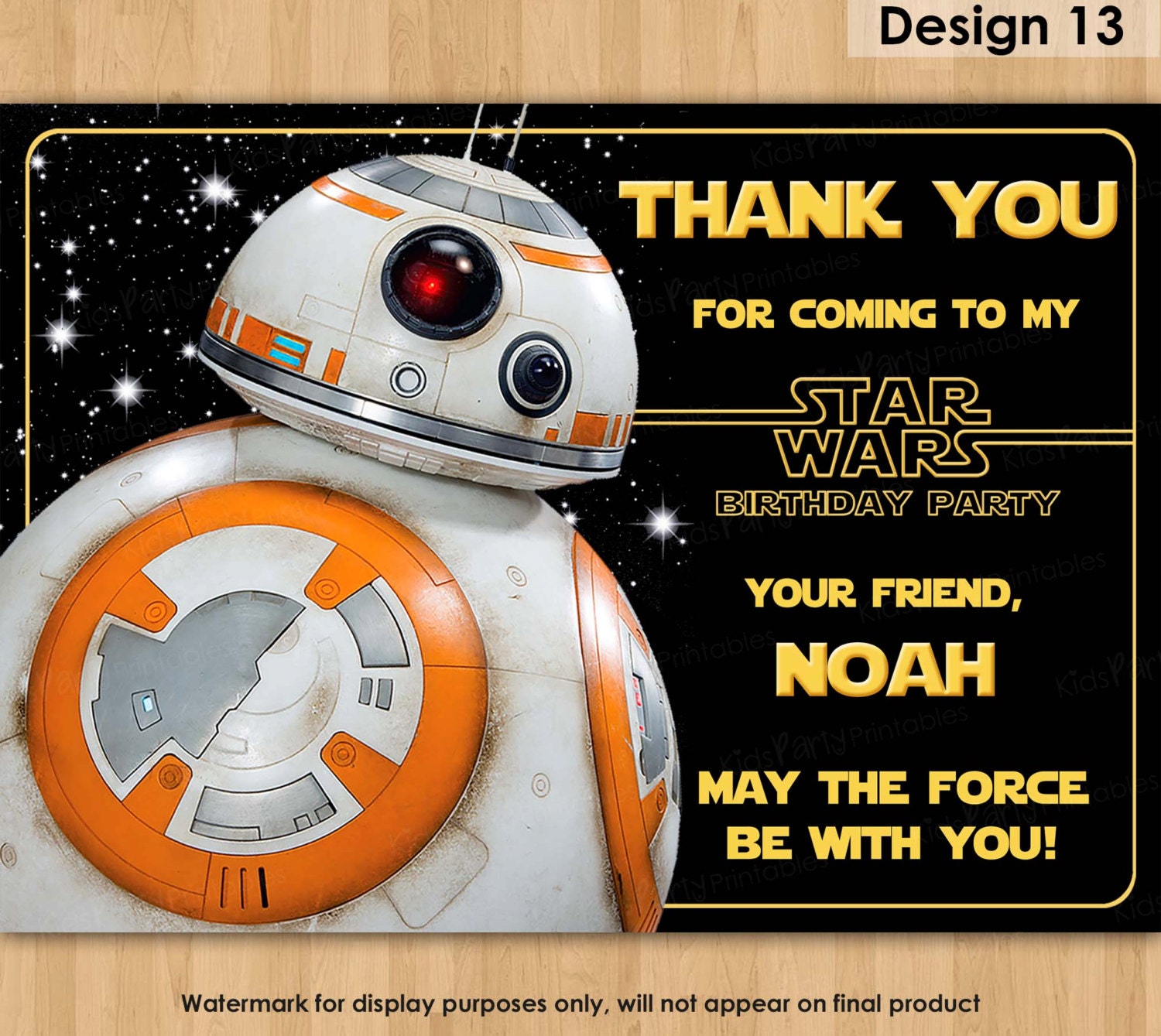 BB8 Thank You Note Star Wars Thank You Card PRINTABLE Star