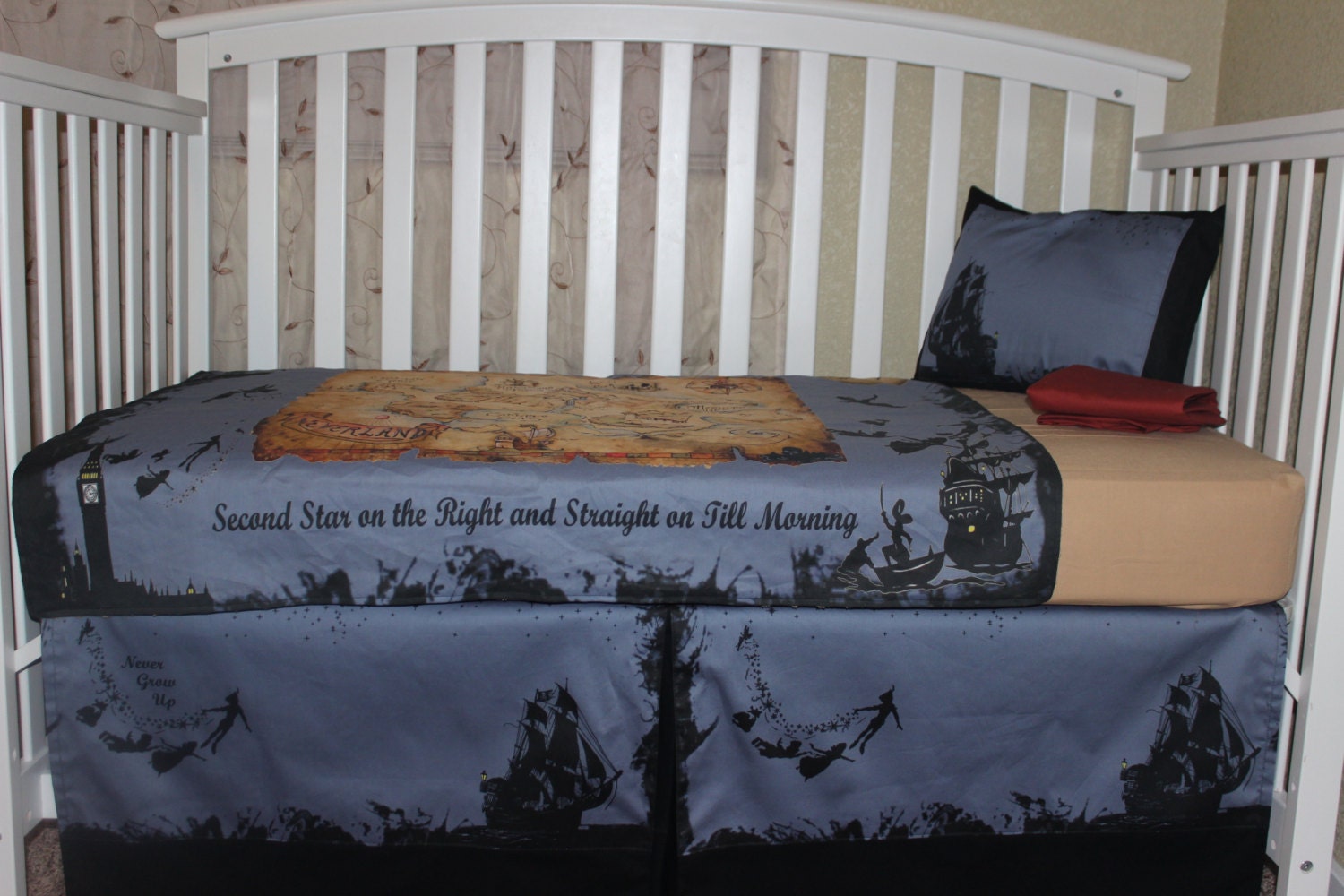 Crib Bedding Peter Pan Themed 5 Piece Bumperless Second