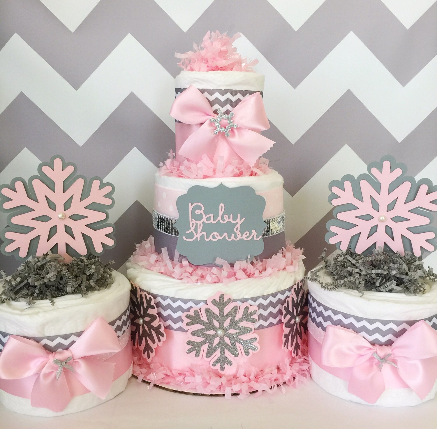 Chevron Winter Wonderland Diaper Cakes Winter Wonderland Baby