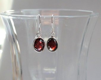 Garnet earrings, Sterling silver garnet earrings, Garnet jewellery, Garnet jewelry, January birthstone earrings, Bridal earrings