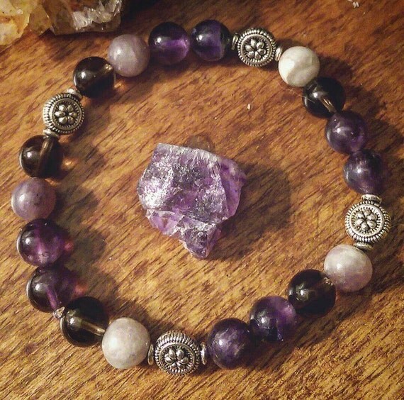 Natural Purple Bracelet, Beaded Gemstone Stretch Bracelet, Nature Bracelet, Woman Jewelry, Everyday Bracelet