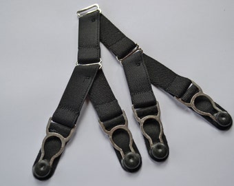 Short V-Strap Double Clip Steel Suspender Straps Premium