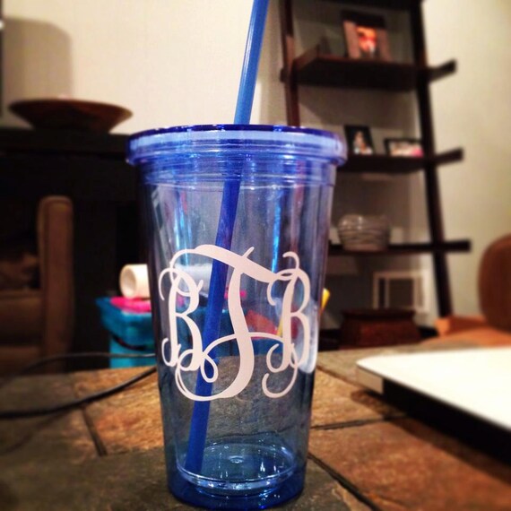 Custom Plastic Tumbler with Vinyl Decal by BeeksBoutique on Etsy