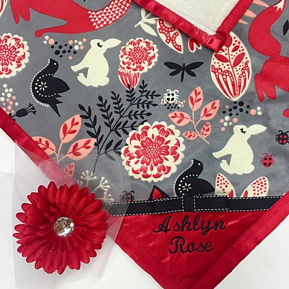 Personalized Baby Blanket Red Baby Blanket Newborn Blanket