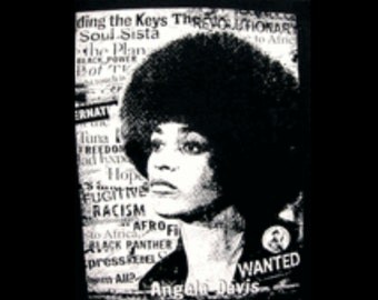 Womens Angela Davis Black Fitted Crew Neck T-shirt | Afro Tees | Black Panther | Free Shipping