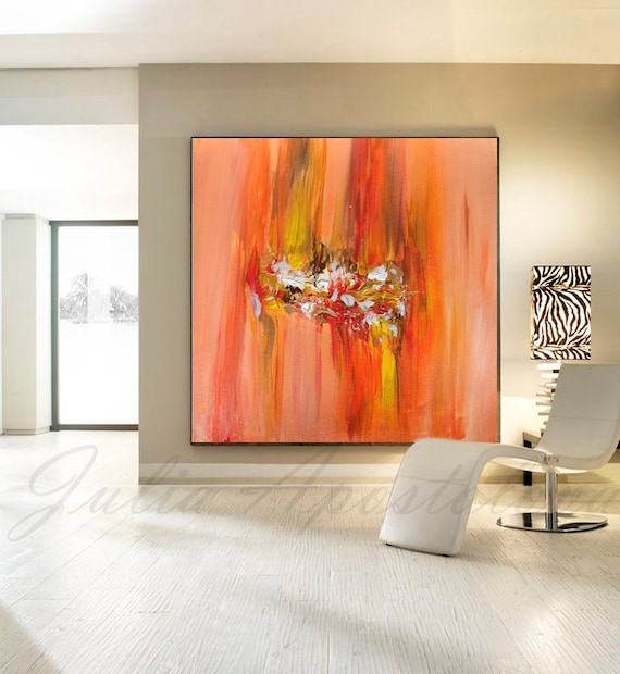 Orange Abstract Art Minimalist Painting Modern Wall Art