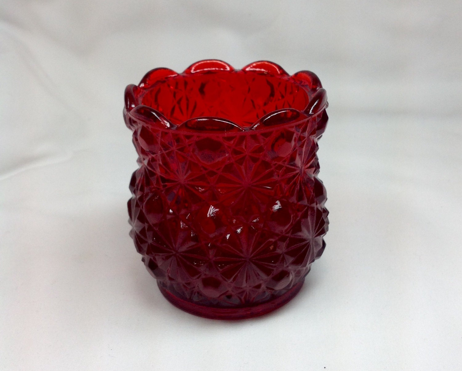 Vintage Lenox Candles Inc Ruby Red Cut Pressed Glass Votive
