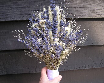Lavender and White Dried Wedding Bouquet, Wild Flower Bouquet, Bridal Flowers, Wedding Dried Bouquet, Rustic Wedding, Table arrangement