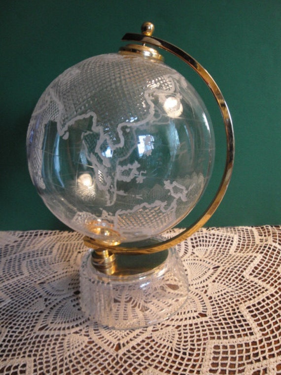 World Class Lead Crystal Waterford Globe Glass Base And Gold
