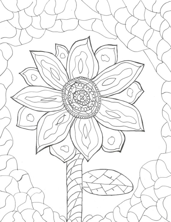 Sunflower Zentangle Coloring Page